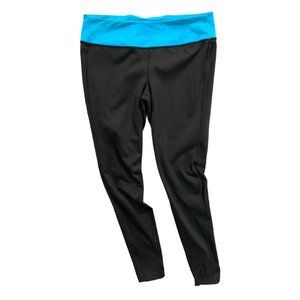 Victoria's Secret Black Leggings with Bright Blue Waistband